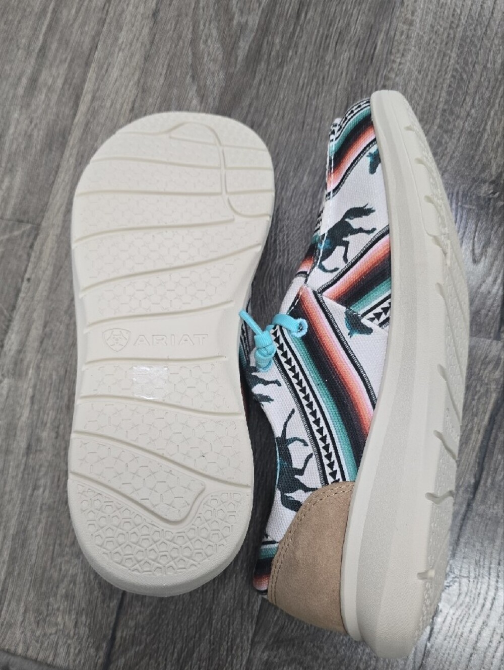 Ariat Teal, Coral and Black Horse Print Slip-On Sneakers - Picture 3 of 3